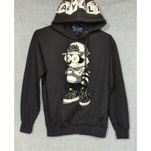 Raw Own The Now Black Hoodie S Royalty Embroidered Raccoon Funky Artsy Playful